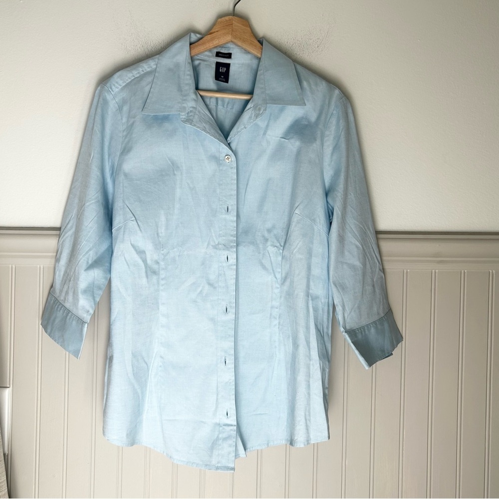 Y2K GAP Stretch Size 18 Classic Light Blue Button Down Cotton Blend Shirt